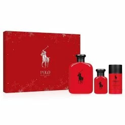 New 🎁 Ralph Lauren Polo Red Eau De Toilette 3-Piece Holiday Cologne Gift Set 🥰